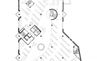 Plattegrond van de eerste verdieping van Kulturhus in Raalte Dit is een bank die omgebouwd is tot cultuurhuis en bibliotheek